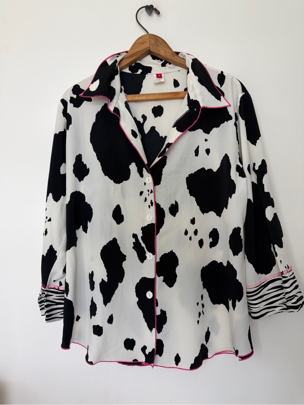 Josie Black and White Cow Print Pajama Set - Picture 2 of 4